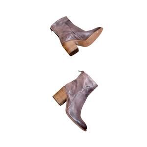Free People Stacked Heel Leather Western Boho Ankle Boot Brown Size 39 (US 8.5)